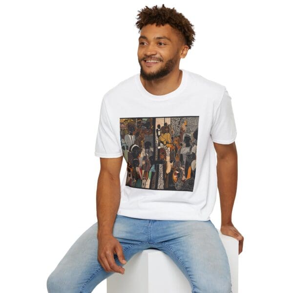 Artistic Unisex Softstyle T-Shirt - Vibrant Community Design - Image 6