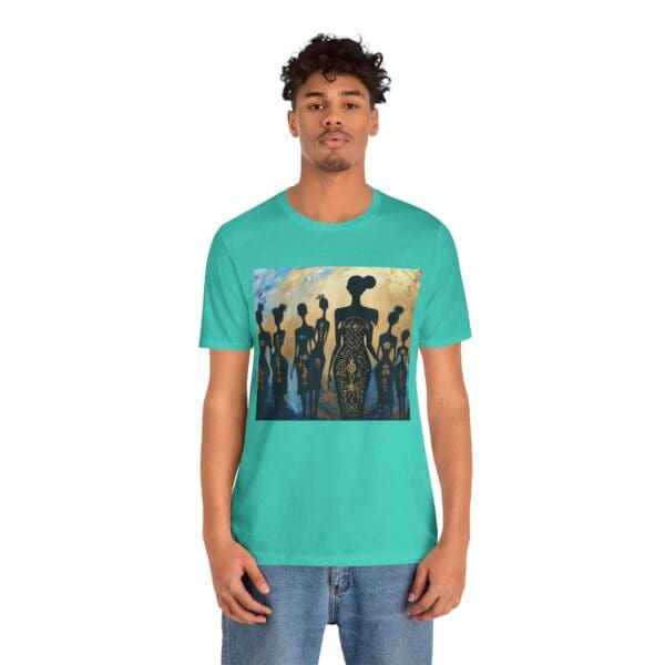 Artistic Unisex Jersey Tee - Colorful Silhouette Design - Image 57