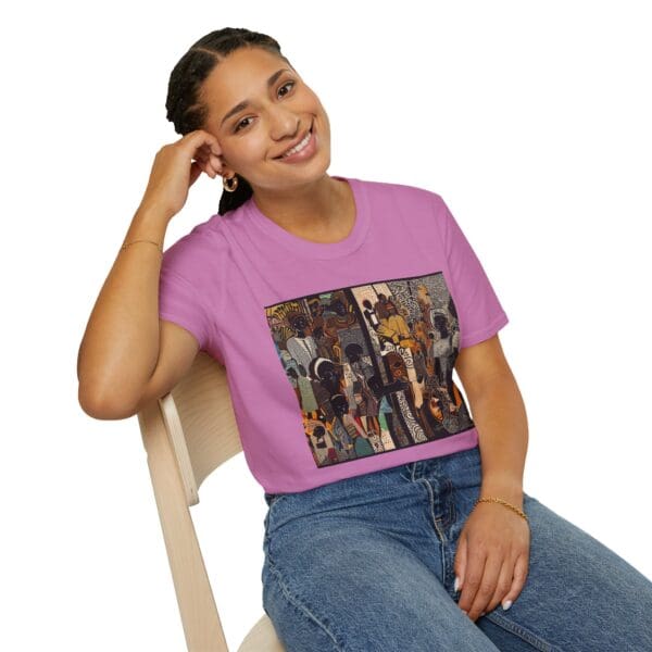 Artistic Unisex Softstyle T-Shirt - Vibrant Community Design - Image 100