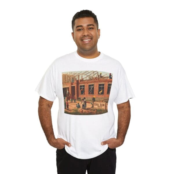 Artistic Unisex Heavy Cotton Tee - Vintage Scene Print - Image 7