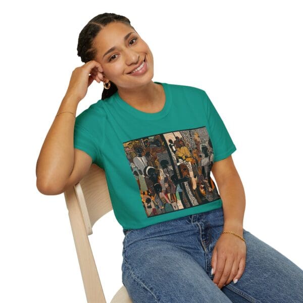 Artistic Unisex Softstyle T-Shirt - Vibrant Community Design - Image 60