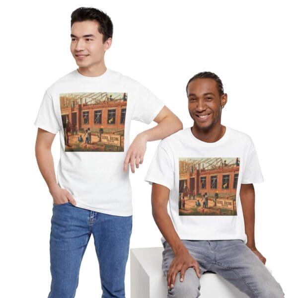 Artistic Unisex Heavy Cotton Tee - Vintage Scene Print - Image 8