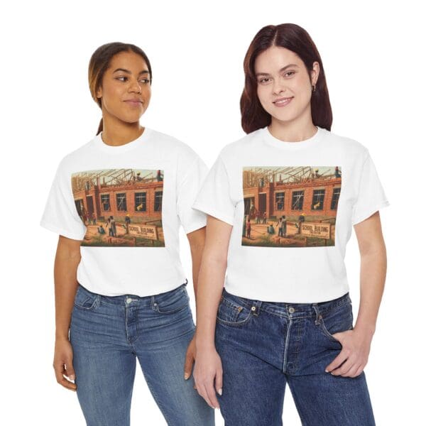 Artistic Unisex Heavy Cotton Tee - Vintage Scene Print - Image 9