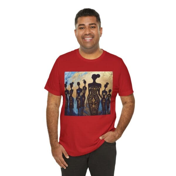 Artistic Unisex Jersey Tee - Colorful Silhouette Design - Image 123
