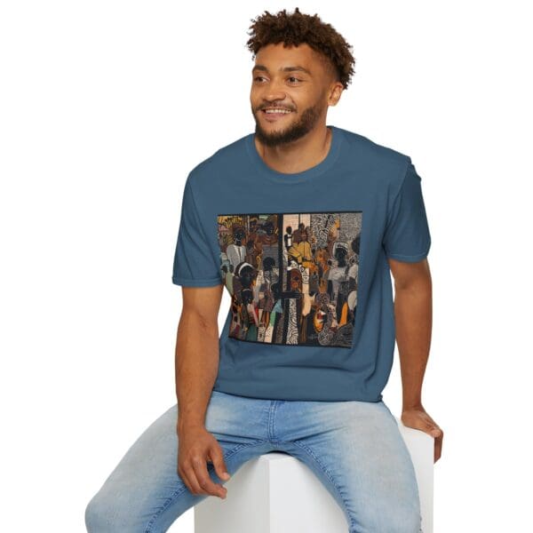 Artistic Unisex Softstyle T-Shirt - Vibrant Community Design - Image 70