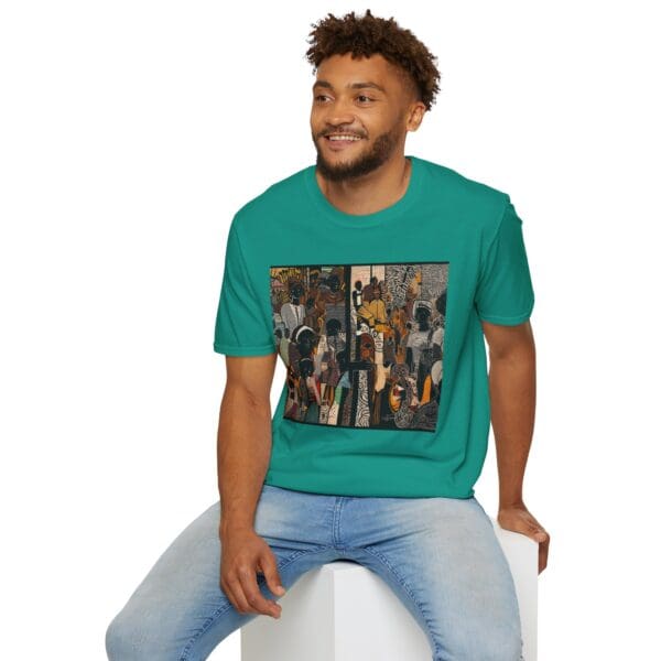 Artistic Unisex Softstyle T-Shirt - Vibrant Community Design - Image 62