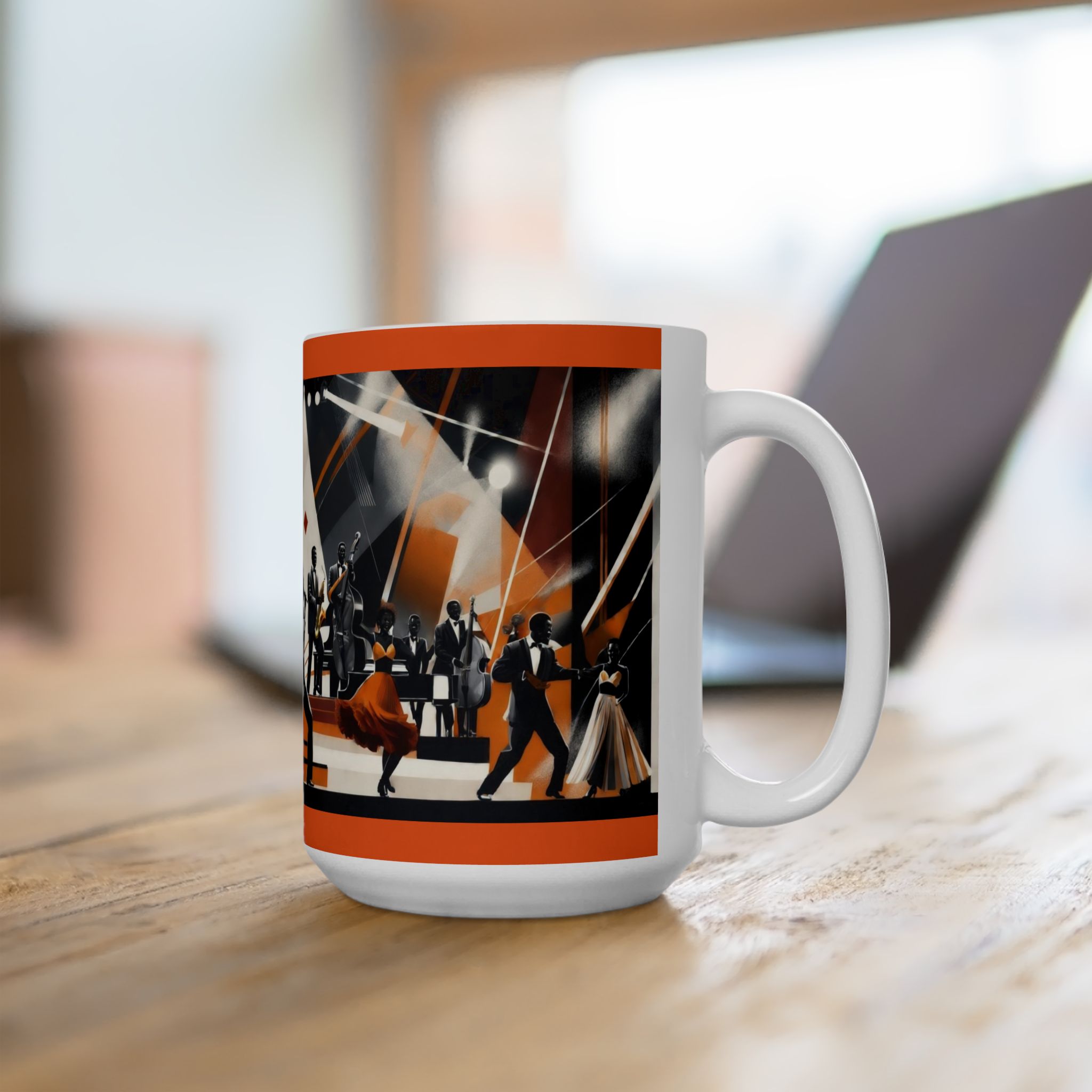 Retro Music Celebration Ceramic Mug, Coffee Lover Gift, Jazz Concert Mug, Gift for Musicians, Coffee or Tea Cup - Image 15
