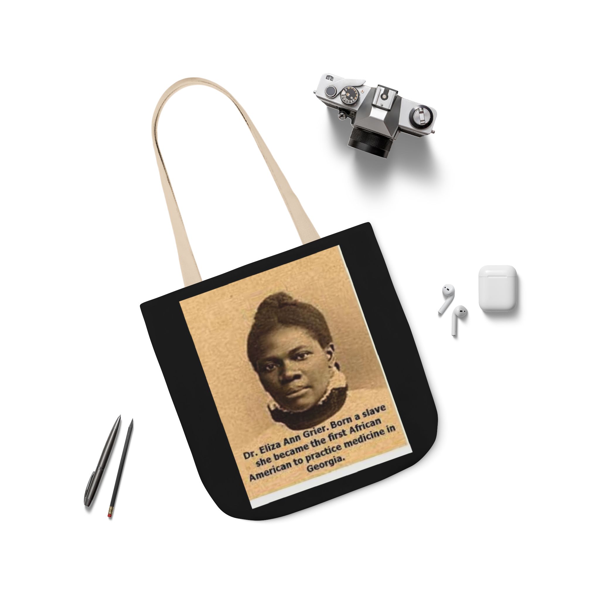 Cotton Canvas Tote Bag Dr. Eliza Ann Grier’ “From Fields to Frontlines: Dr. Grier’s Journey.” - Image 23