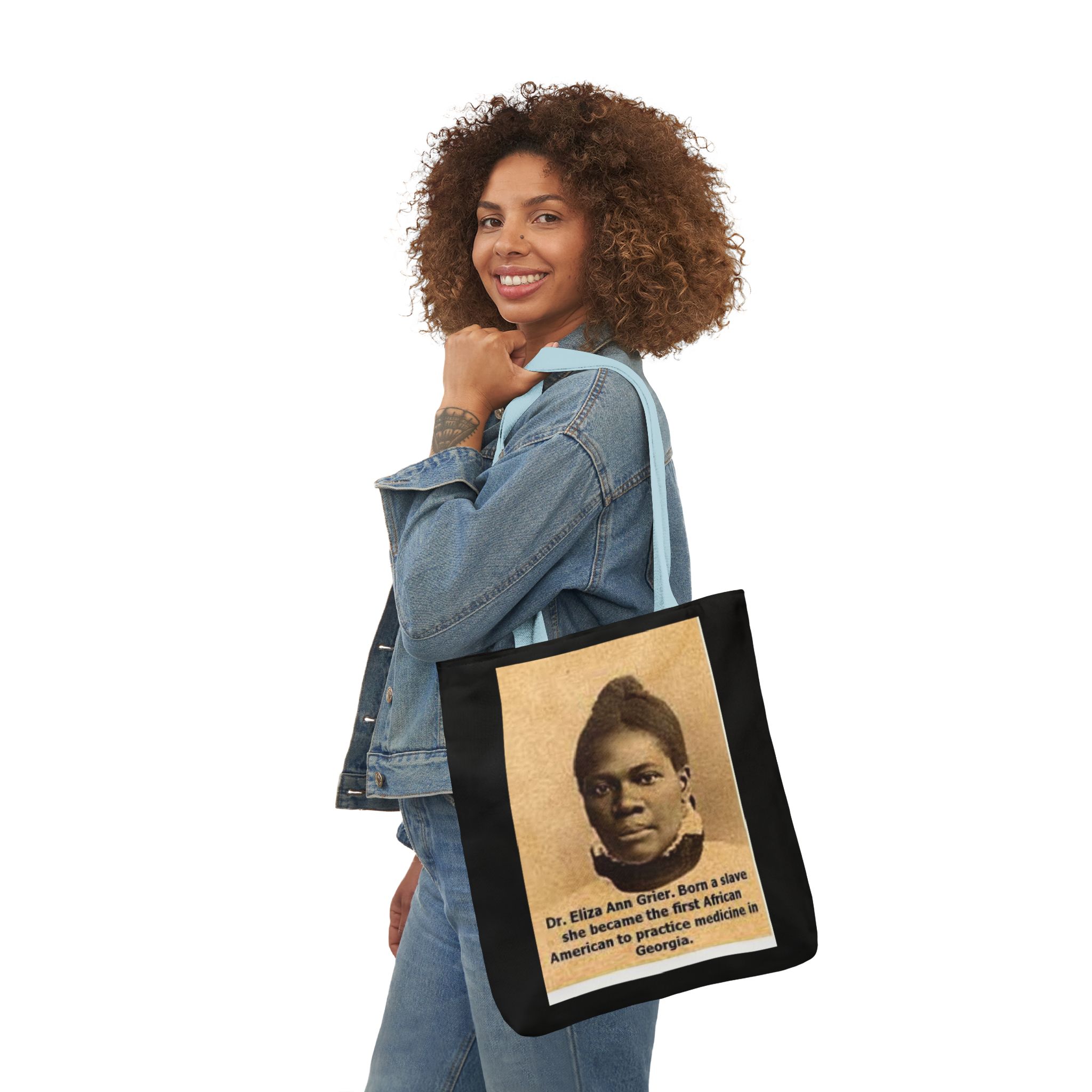 Cotton Canvas Tote Bag Dr. Eliza Ann Grier’ “From Fields to Frontlines: Dr. Grier’s Journey.” - Image 52