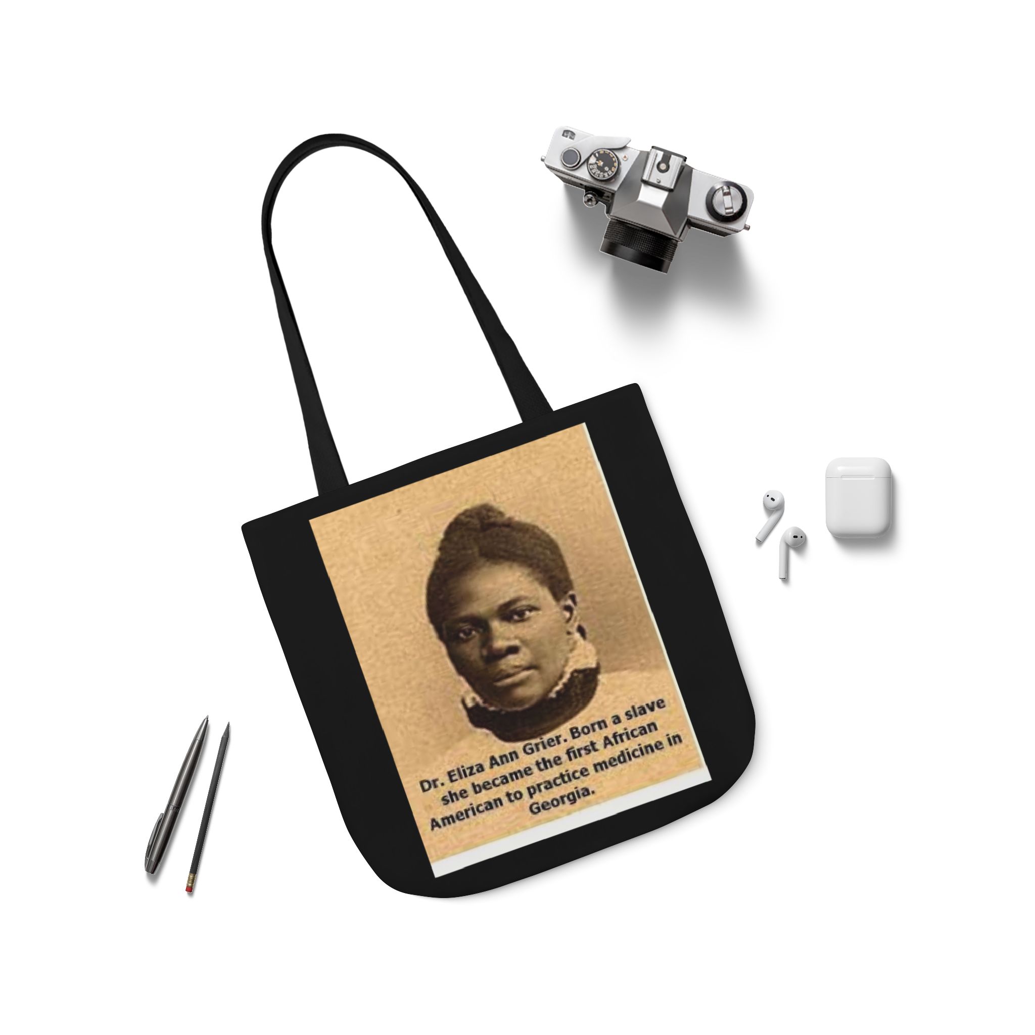 Cotton Canvas Tote Bag Dr. Eliza Ann Grier’ “From Fields to Frontlines: Dr. Grier’s Journey.” - Image 27
