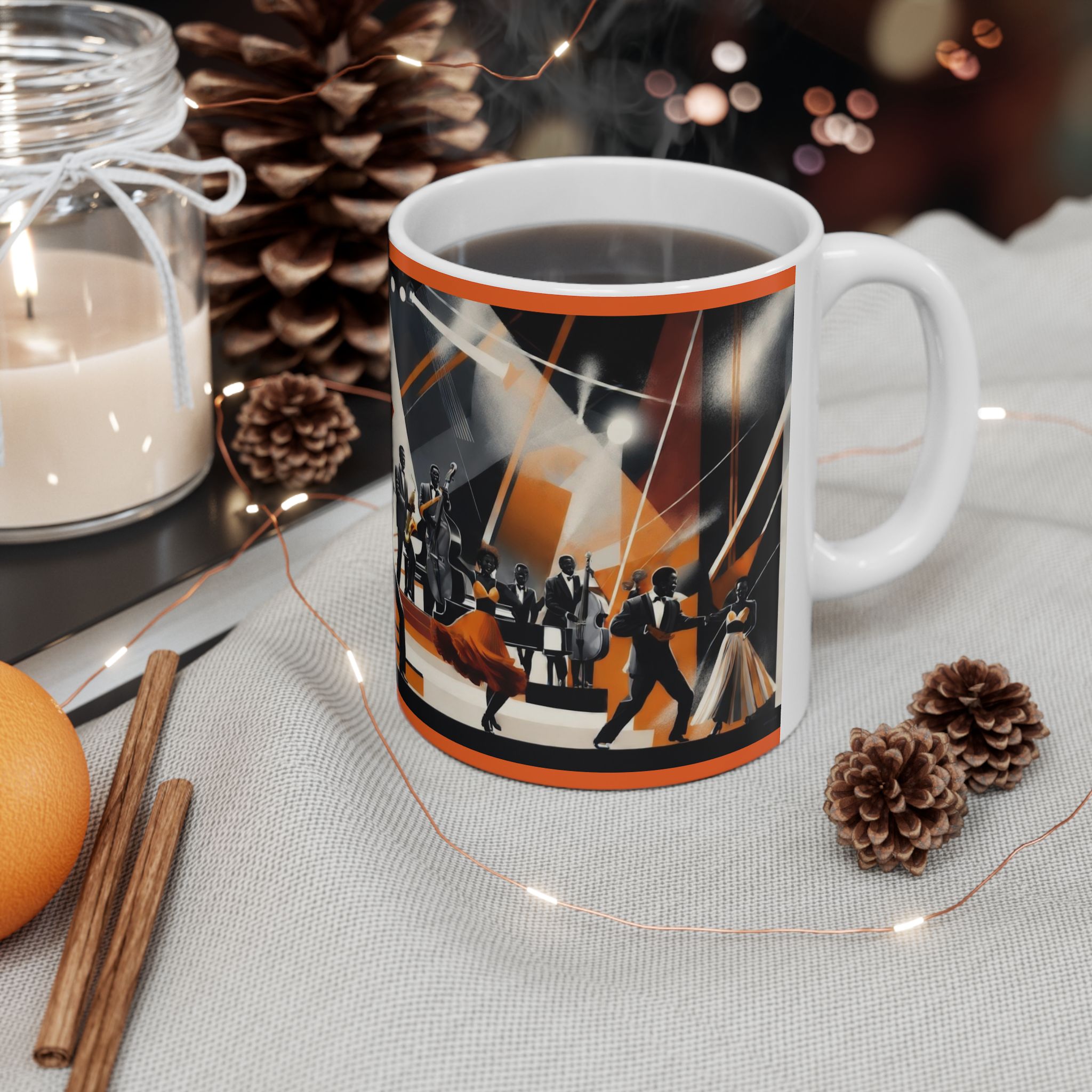 Retro Music Celebration Ceramic Mug, Coffee Lover Gift, Jazz Concert Mug, Gift for Musicians, Coffee or Tea Cup - Image 5