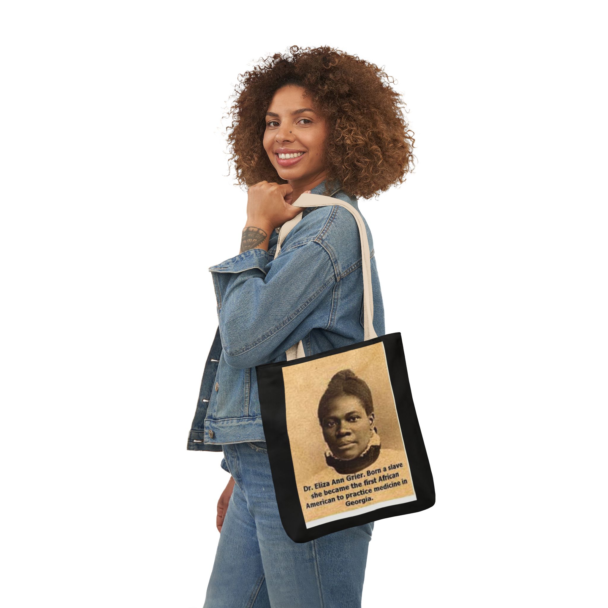 Cotton Canvas Tote Bag Dr. Eliza Ann Grier’ “From Fields to Frontlines: Dr. Grier’s Journey.” - Image 4