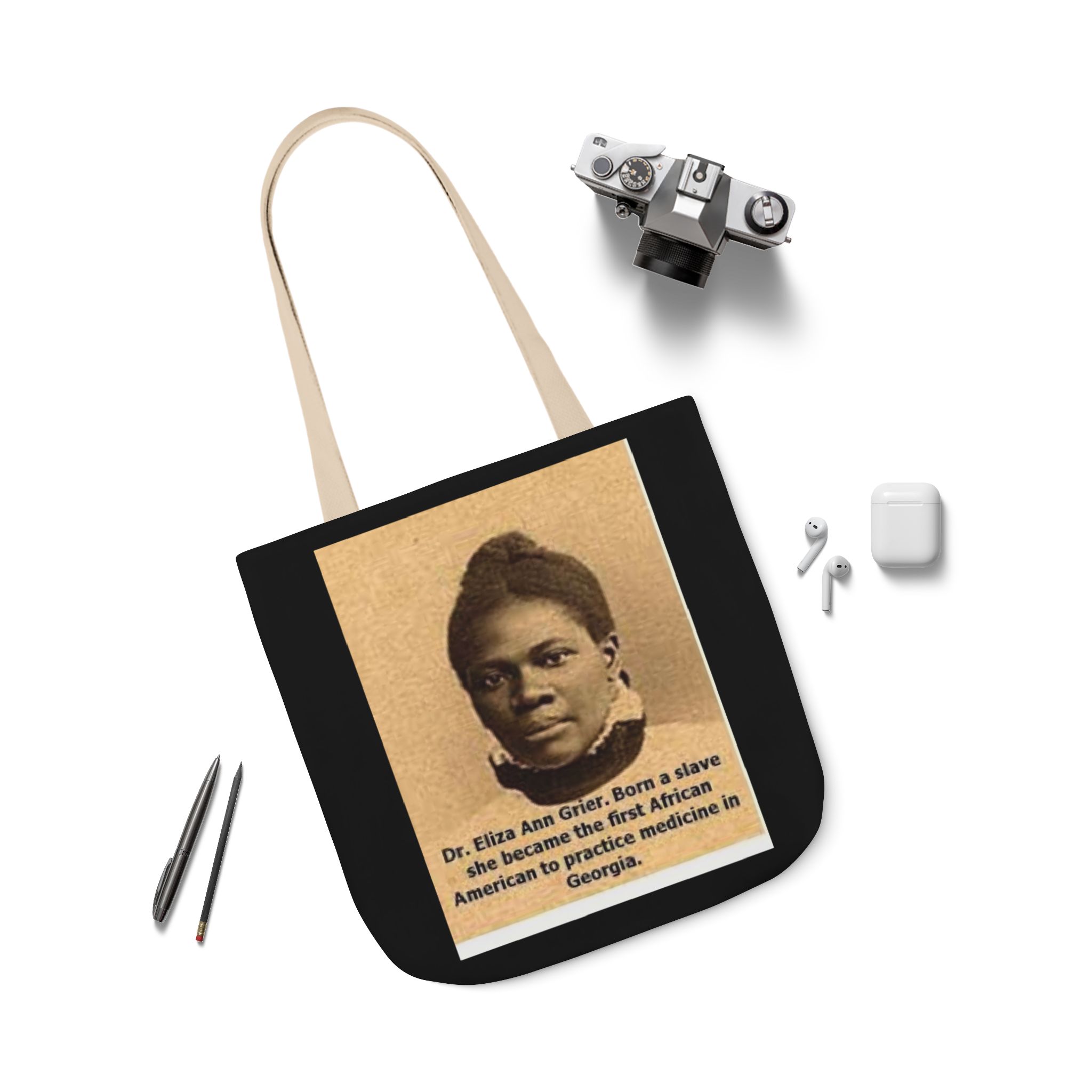 Cotton Canvas Tote Bag Dr. Eliza Ann Grier’ “From Fields to Frontlines: Dr. Grier’s Journey.” - Image 43