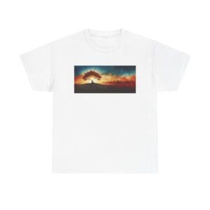 Nature-Inspired Unisex Heavy Cotton Tee with Tree Design