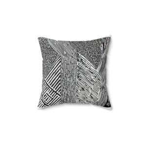 Modern Abstract Throw Pillow - Black & White Décor : A striking blend of silver and black, wrapped in an abstract design