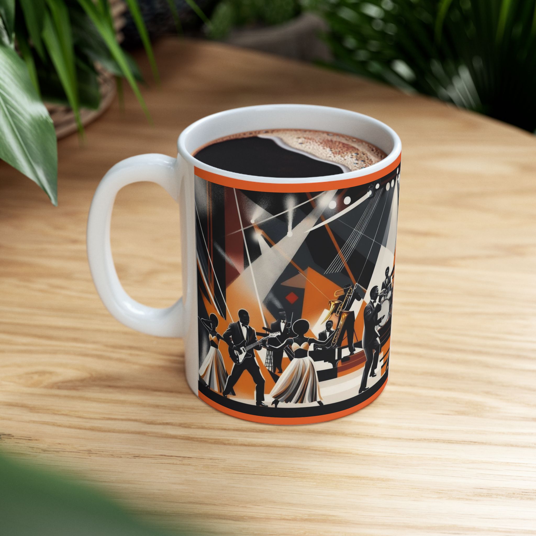 Retro Music Celebration Ceramic Mug, Coffee Lover Gift, Jazz Concert Mug, Gift for Musicians, Coffee or Tea Cup - Image 9